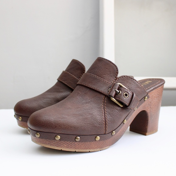 MIA Shoes - MIA Ailani Brown Studded Heeled Clogs